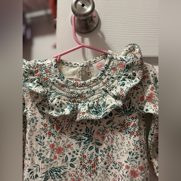 Wonder Nation Floral Fall Baby Romper with Ruffle Collar - Picture 5 of 7